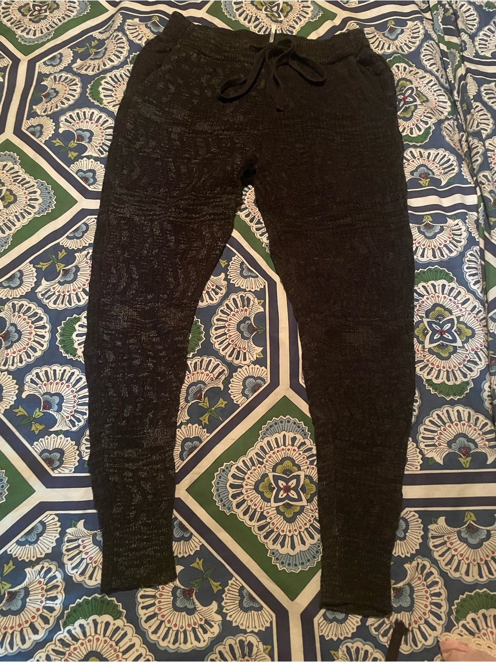 Free People Black Knit Drawstring Jogger Pants